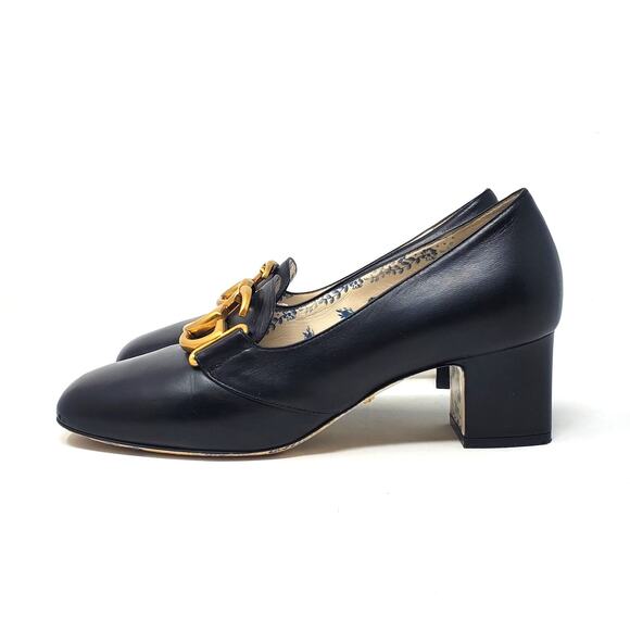 Gucci GG Marmont Victoire Pumps Interlock Leather Black 525333 Size 36.5 US 6.5 - Picture 5 of 13